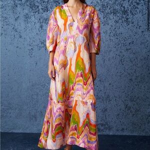 Marie Oliver Marlee Dress Pastel Marble Multicolor Summer Fun Maxi Dress